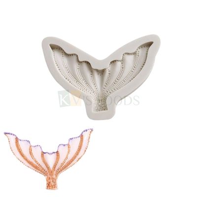 1 PC White Big Mermaid Fish Tail Shape Fondant Silicon Mould, Sealife Underwater Theme Kids Girls Birthday Baby shower Chocolate Pancake, Side Cake Cupcake Decorating Flexible Molds DIY Decorations