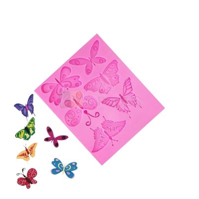 1 PC Pink 6 Cavity Hollow Different Designs Butterfly Shape Insects Silicon Chocolate Fondant Mould, Girls Birthday Theme Wedding, Anniversary, Baby Shower Cakes Flexible Moulds DIY Cake Decorations