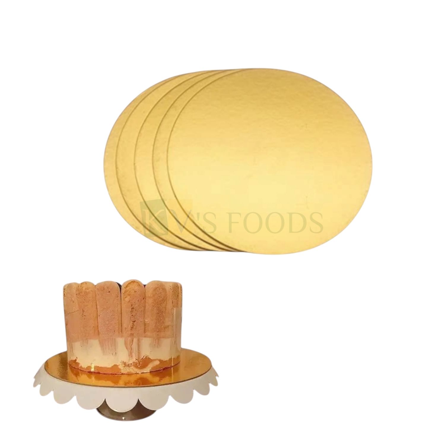 5PCS 6 Inch, Thickness 2mm, Circle Round Golden Cake Base Set, Small Cake Boards Cardboard, Bento Cake Base, Dessert Plates Pastries Displays Cupcake Tray pie, Donut, Mousse Decorating Birthday Theme