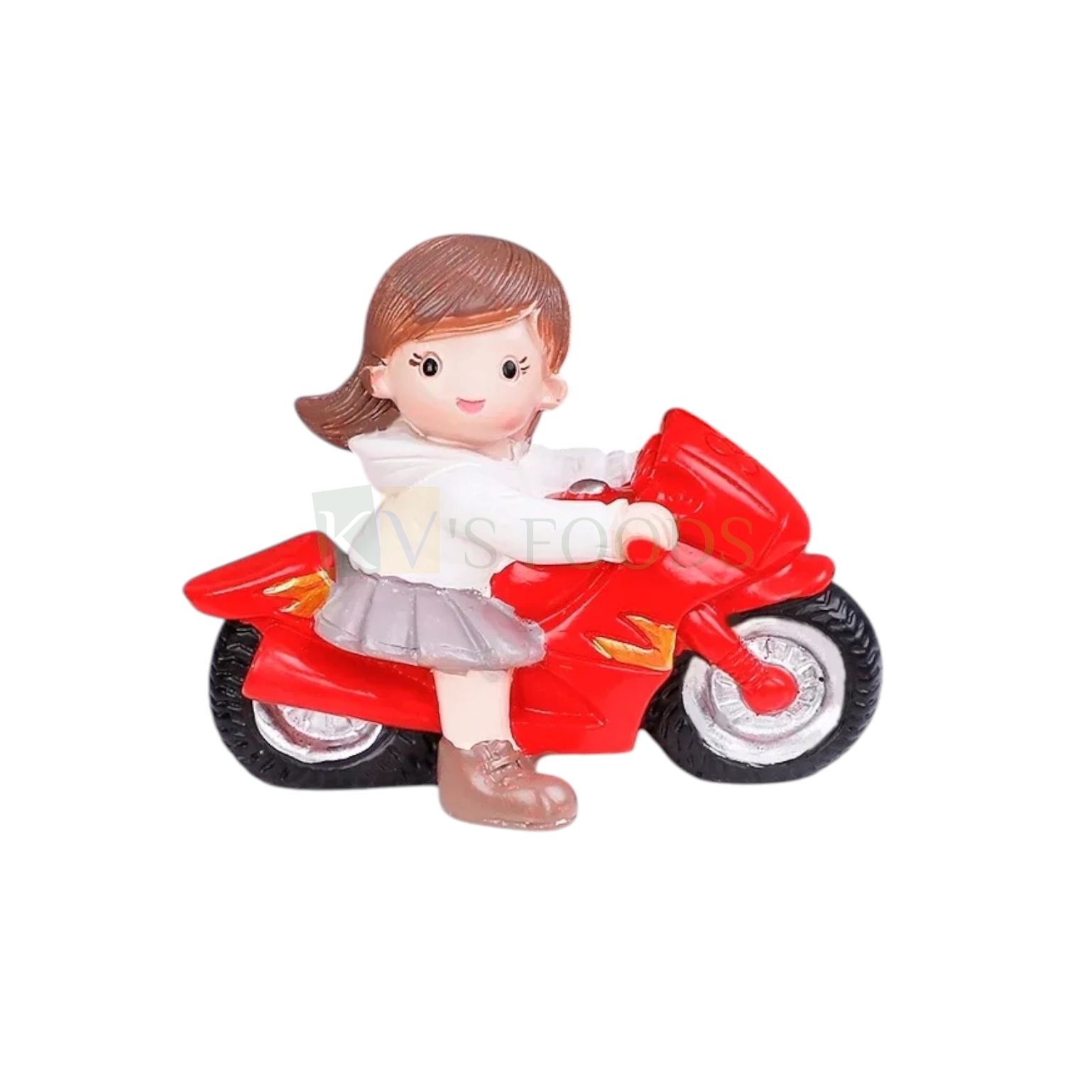 1PC 7 cm Height Cute Girl Sitting on Bike Miniature Cake Topper, Cartoon  Doll Theme Figurines Statue Kids Girls Womens Lady Birthday Cake Topper Racing Bike Fans DIY Baby Shower Decorations