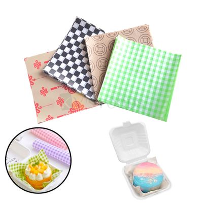 ~100 PCS Multipurpose Oil Proof Bento Box Paper Multicolour Different Designs, Size 5.9x5.9 Inch, Non Stick Food Paper Liners, Checks Designs, Microwave Printed Parchment Sheets Kitchen Accessories