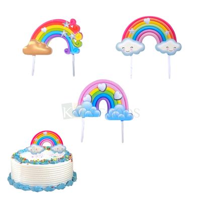 1PC Acrylic Multicoloured Double-Sided Rainbow Clouds Hearts Stars Different Designs Cake Topper, For Kids Children&#39;s Birthday Party, Baby Shower Theme Cake Insert Rainbow Theme DIY Cake Decorations
