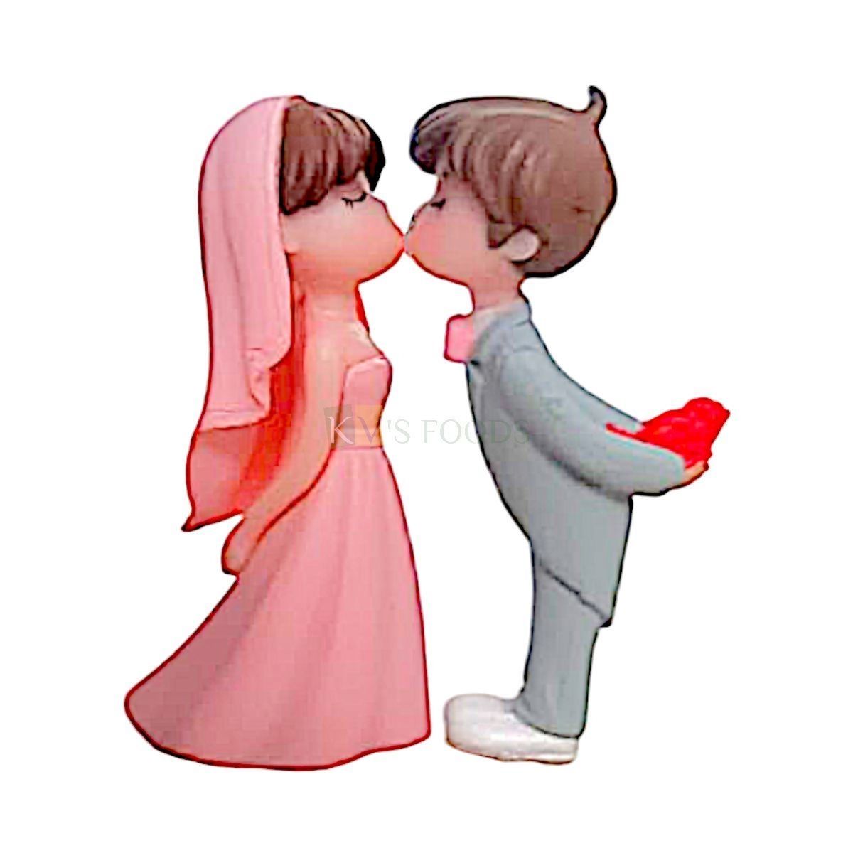 2PC 2.3 Inch Height Colourful Mini Cute Couple Kissing Miniature Cake Topper Bride Groom Couple Figurines Statue Doll Wedding Anniversary Theme Cake Topper Love Valentine&#39;s Day Celebrations Ocassions