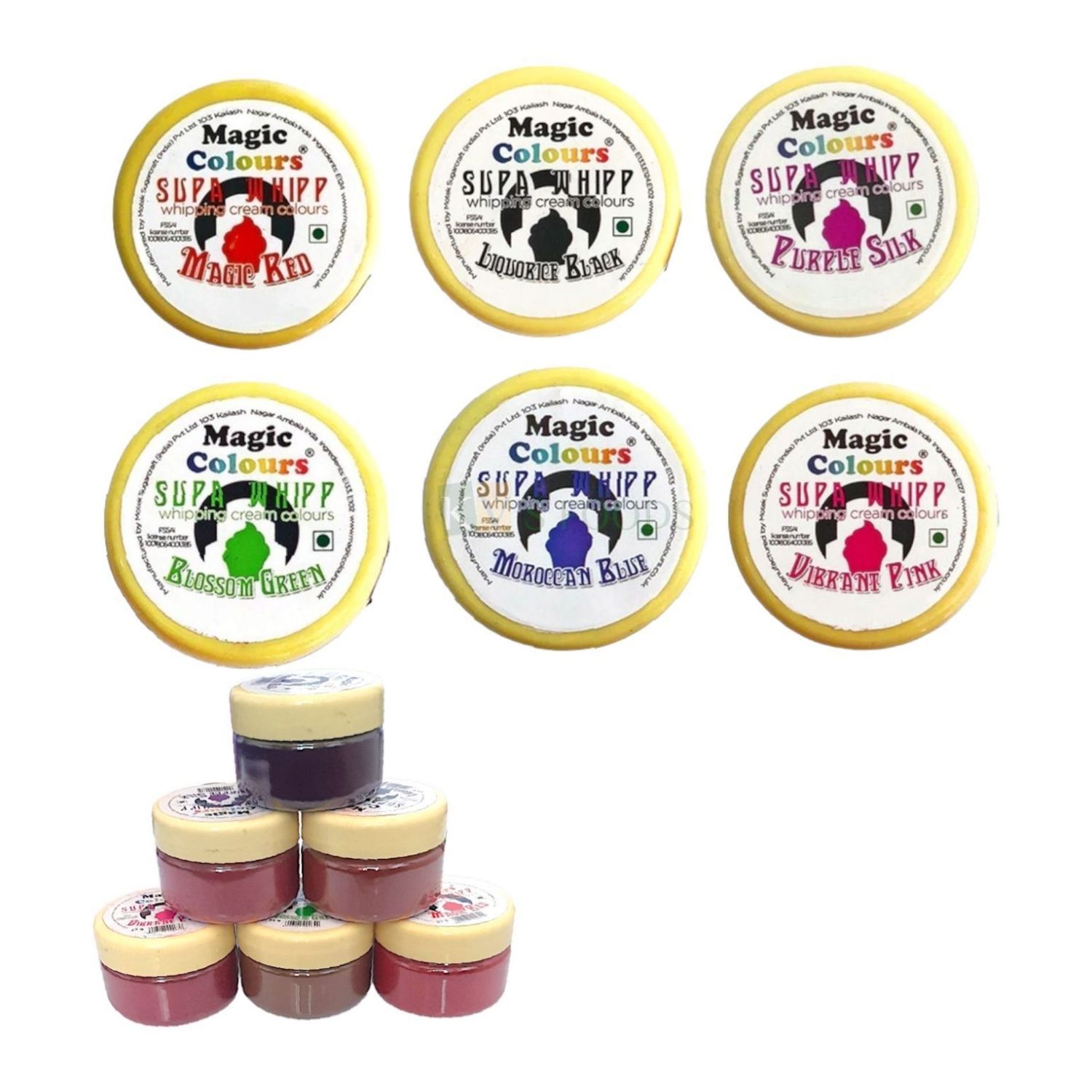 1 PC Magic Colours Supa Whipp Whipping Cream Powder Colours (25 Gram) for Icing Cream Sugar paste, Frosting Birthday Cakes, Wedding Anniversary Cakes, Engagement, Love, Valentine Theme Cakes
