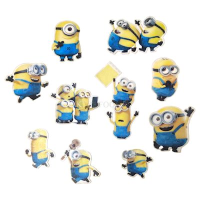 11 PCs Colourful Mix Design Minions, Cartoon Theme Pre-Cut Pre-Printed Edible Wafer Paper Cutouts Cake Decorations Kids Girl Boys Happy Birthday Cake Topper Stick-on Cake Decor DIY Cake Decorations