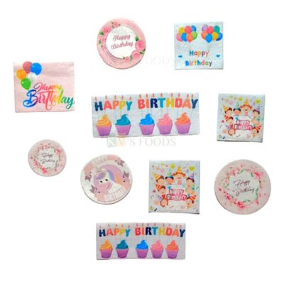 10 PCs Happy Birthday Mix Design Pre-Cut Pre-Printed Edible Wafer Paper Cutouts Stick-on Cake Decor Kids Girls Happy Birthday Banners Balloons, Cupcakes Candle Designs DIY Cake Decorations
