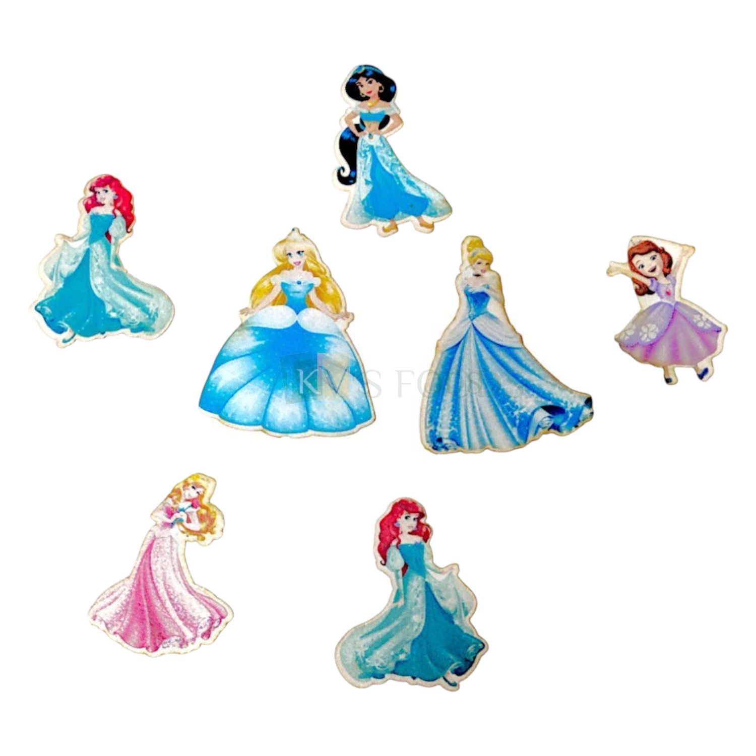 15 PCs Colourful Mix Design Princess Jasmine Disney Cartoon Theme Pre-Cut Pre-Printed Edible Wafer Paper Cutout Cake Decorations Kids Girls Happy Birthday Cake Topper Stick-on Cake Decorations
