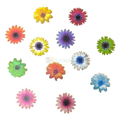 23 PCs Colourful Mix Design Xenia Flowers Theme Pre-Cut Pre-Printed Edible Wafer Paper Cutout Cake Decorations Kids Girl Happy Birthday Cake Topper Stick-on Cake Decor Wedding Anniversary Cakes