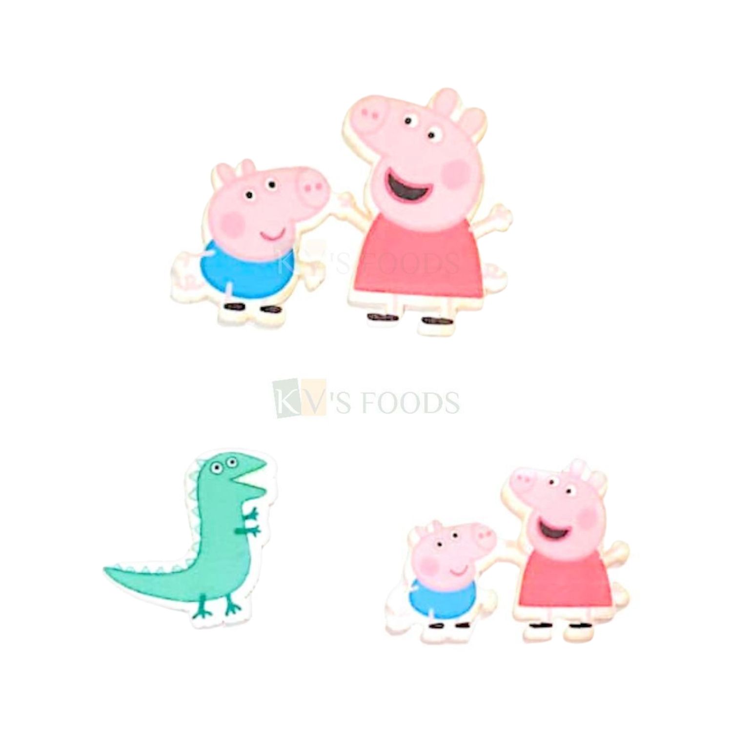 9 PCs Colourful Mix Design Peppa Pig Cartoon Theme Pre-Cut Pre-Printed Edible Wafer Paper Cutouts Cake Decorations Kids Girl Boys Happy Birthday Cake Topper Stick-on Cake Decor DIY Cake Decorations