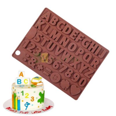 44 Cavity/Slots Uppercase, Alphabets, Numbers, Symbols, Colon, Equal To, Addition, Smiley, Flower Chocolate Silicon Mould, Kids Birthday Cakes, Homemade Candy Gummy Jelly Dessert, DIY Cake Decorations