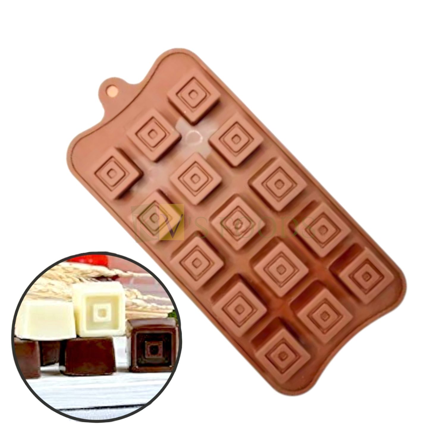15 Cavity Cuboid, Square Silicon Chocolate Mould, Sugar Craft, Cake Decoration, Topper, Pudding, Dessert, Jelly, Gummy, Garnishing, Candy, Pralines, Cupcakes, Ice-Cubes, Fondant, Baking DIY Food Decor