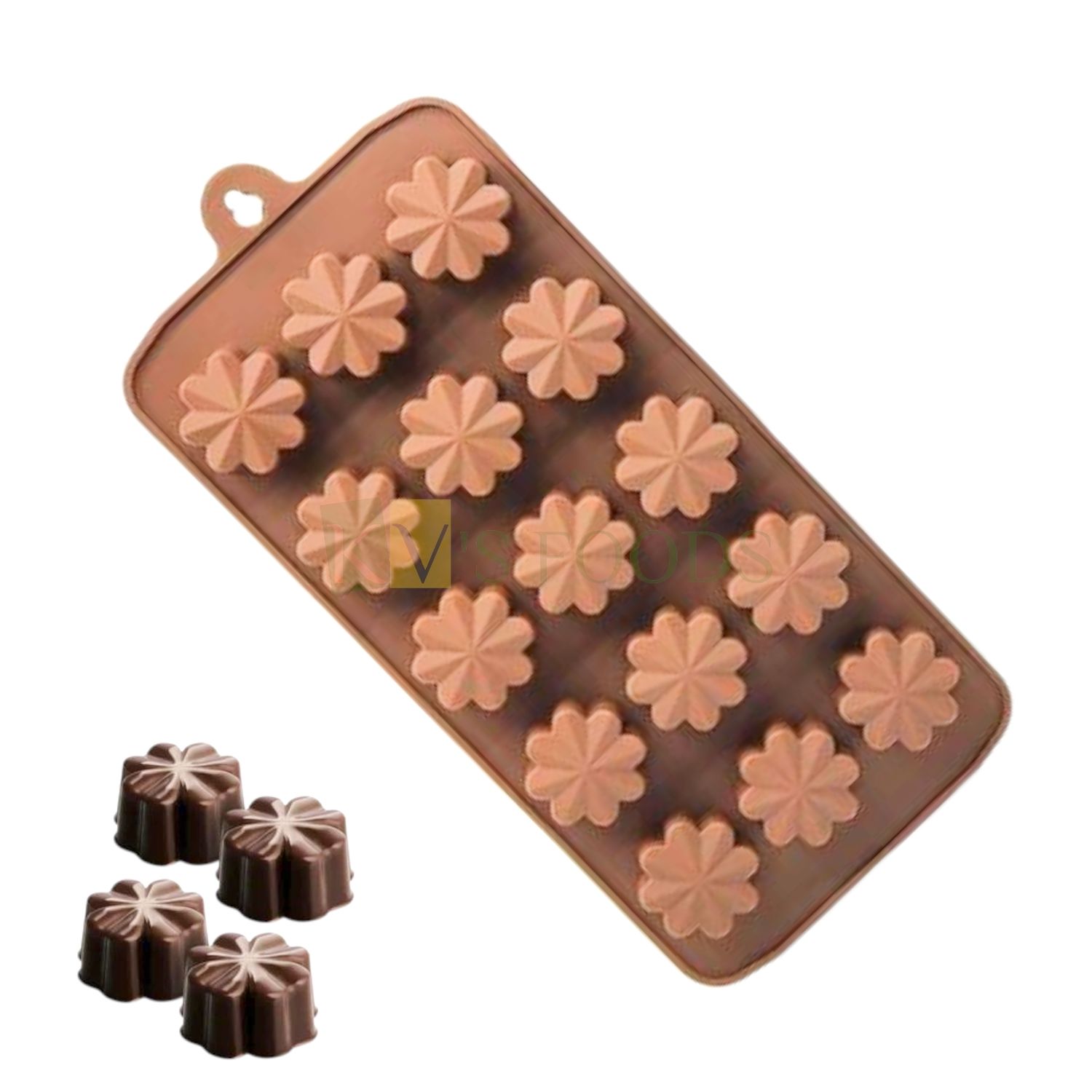 15 Cavity/Slots Flower Shaped, Heart Petals Chocolate Silicon Mould, Sugar Craft, Cake Decoration, Pudding, Dessert, Jelly, Gummy, Garnishing, Candy, Pralines, Cupcakes, Fondant, Baking DIY Food Decor