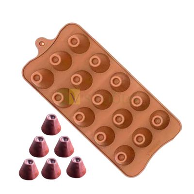 15 Cavity/Slots Cone, Volcano Shape, Silicon Chocolate Mould, SugarCraft, Cake Decoration, Pudding, Dessert, Jelly, Gummy, Garnishing, Candy, Cupcake Ice-cube, Pralines, Fondant, Baking DIY Food Decor