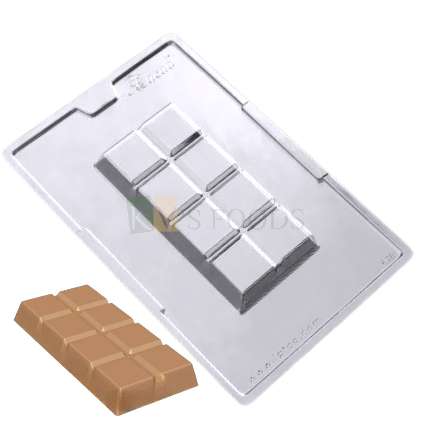 1 PC 1 Cavity Rectangular Deep Kunafa Bar Chocolate Cacao Mould, Cadbury Bar Size 6.1&quot;x3.1&quot;, Depth 0.8 Inch, Dubai Kunafa Moulds, Chocolate Gifting Garnishing Christmas, DIY Birthday Cake Decorations