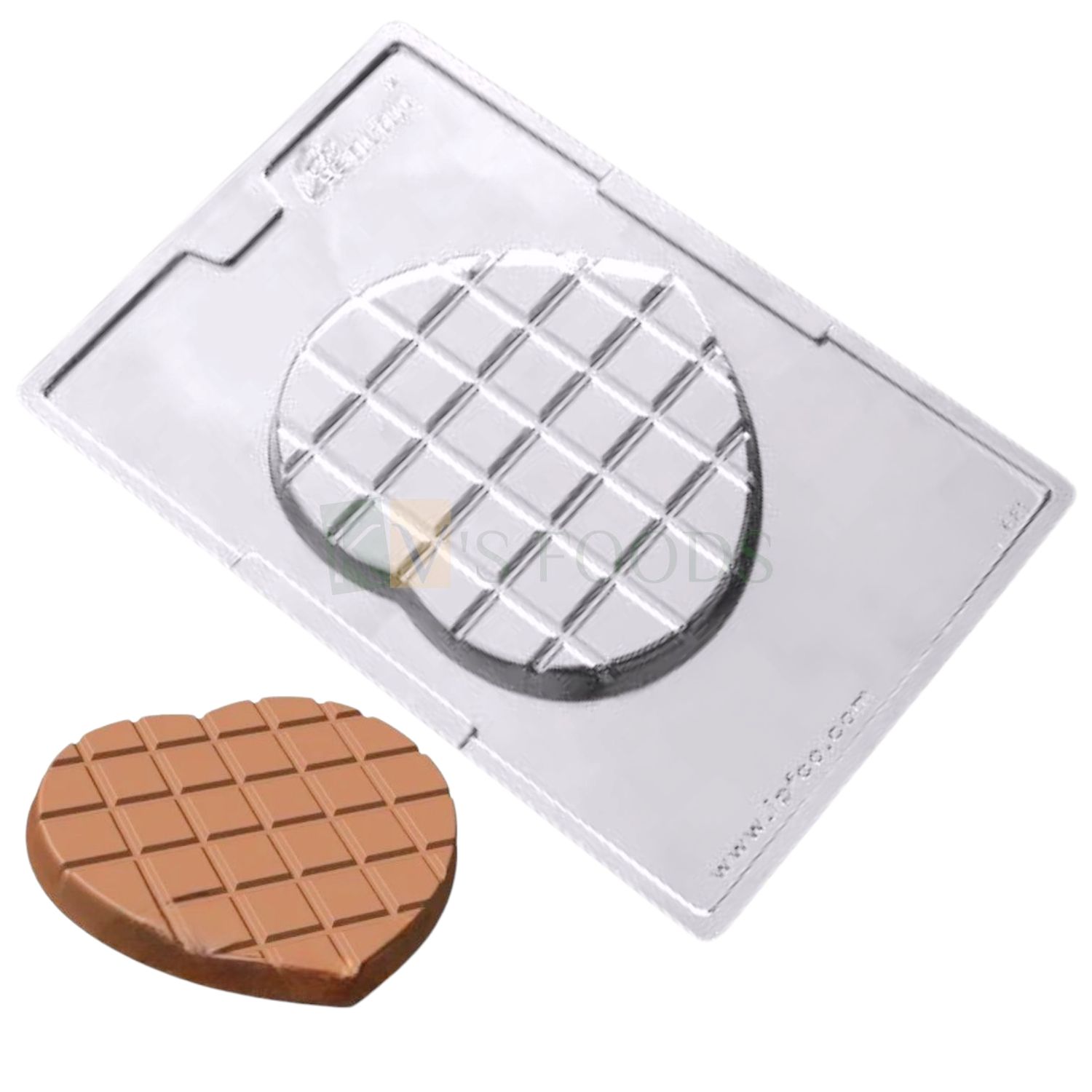 1 PC 1 Cavity Heart Shape Kunafa Bar Chocolate Cacao Mould, Bar Size 5.6&quot;x4.9&quot;, Depth 0.6 Inch, Dubai Kunafa Moulds, Chocolate Gifting, Love Valentine Theme, Garnishing DIY Birthday Cake Decorations