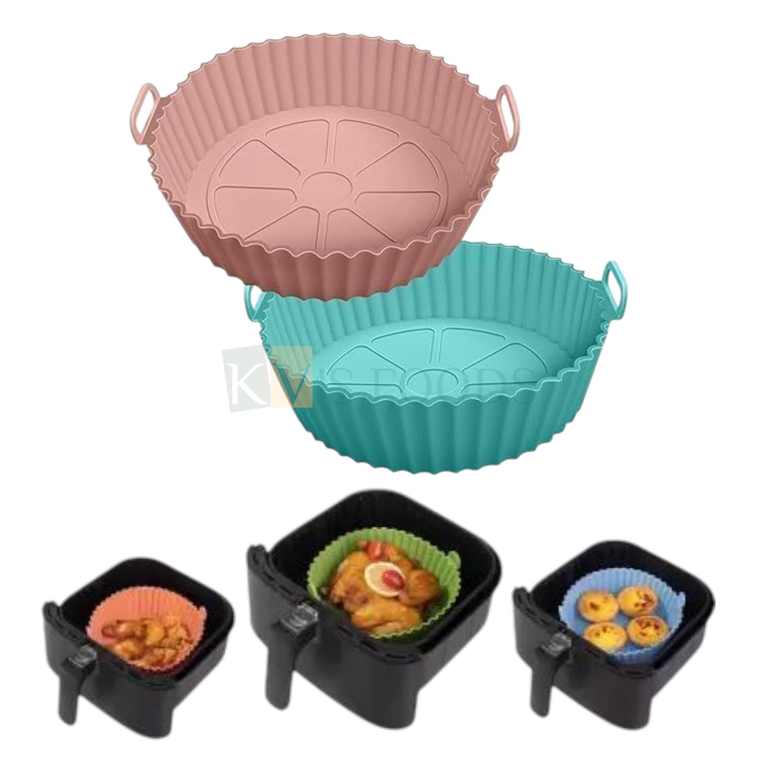 1 PC Reusable Silicone Air Fryer Round Shape Basket, Size Base Diameter-6.5&quot;, Height-2.4&quot;, Airfryer Baking Tray, Liners Basket,  Apply to 1-3.5 QT Airfryer, Pot Bowl, Kitchen Cooking Oven Accessories