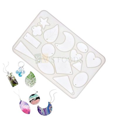 15 Cavity/Slots, White Silicone Geometric, Rectangle, Rhombus, Star, Heart, Round, Triangle Shapes, Epoxy Resin Mould, Earing, Jewelry, Pendant, Keychains, Hard Candy, DIY Craft, UV Resin Casting Mold