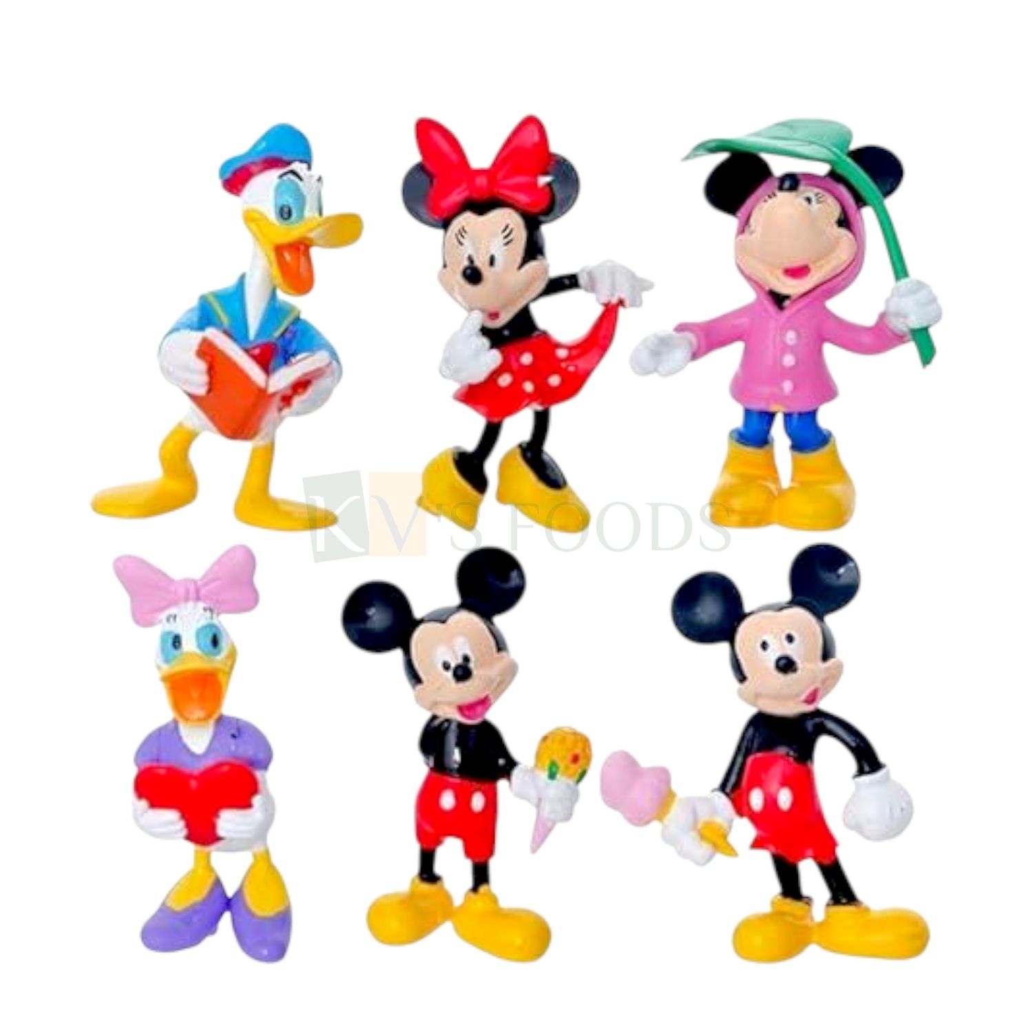6PCS Mickey, Minnie Mouse, Donald, Daisy Duck Disney Cartoon Characters Friends PVC Action Figure Model Toy Cake Toppers, Cake Decoration, Miniature Figurine, Children&#39;s Play Toys Set, Return Gifts