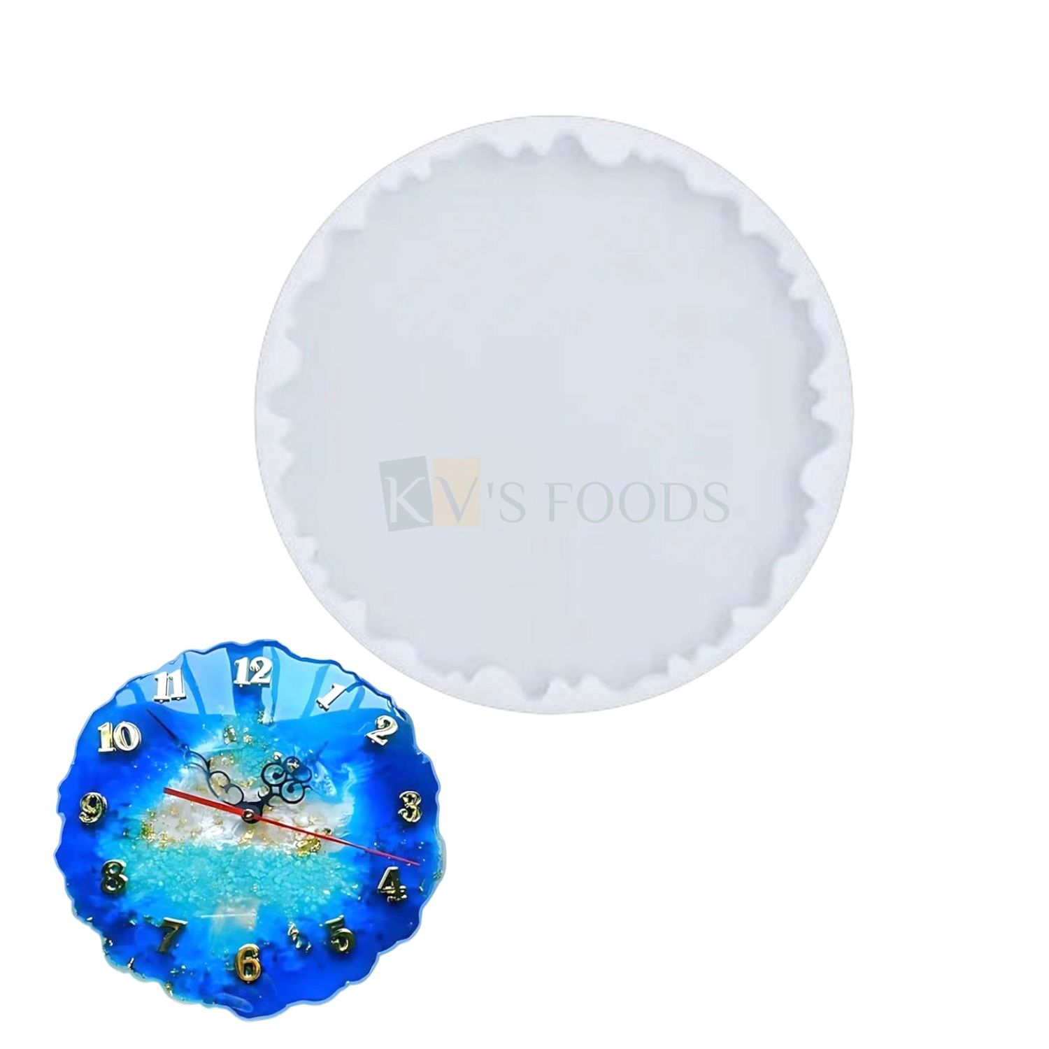 1 Cavity/Slots, Diameter 8.9 Inch, White Silicone Agate Coaster, Wavy, Zig-Zag, Epoxy Resin Mould, Wall Clocks, Photo Frame, Tray, DIY Art and Crafts, UV Resin Casting Molds, Projects, Gifts, Decor