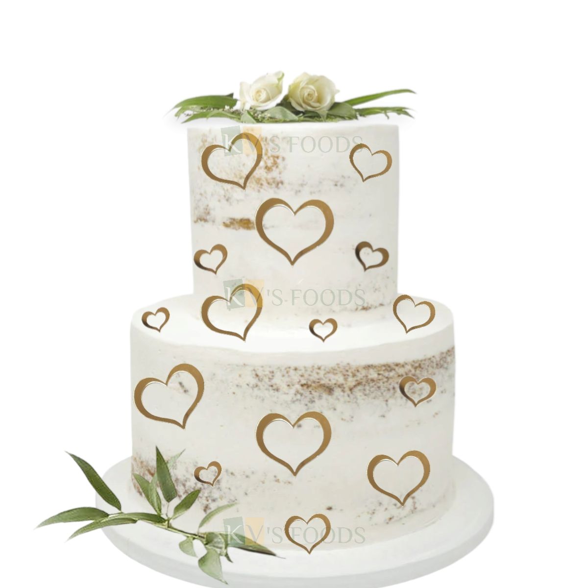 15PCS Golden Acrylic Shiny Glass Finish Big Small Heart Rings Cake Topper, Couples, Wife Birthday, Girlfriend, Valentines, 2 Tier, 3 Tier, Multilayered Inserts, Side Cake Topper, DIY Cake Decorations
