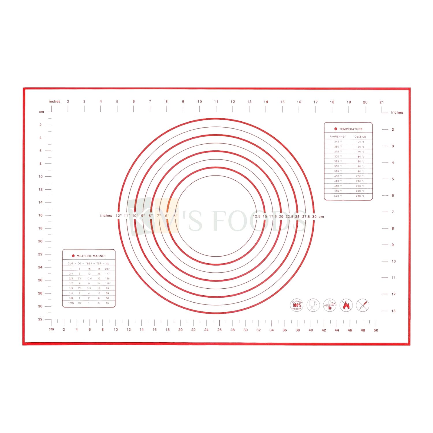 1 PC White Large Silicone Mat, Non-stick, Baking Mat for Pastry Flour Kneading Rolling Dough with Scale Measurements, Fondant, Pie Crust Mat, Non-slip, Kitchen Gadgets Roti Chapati Rolling Accessories