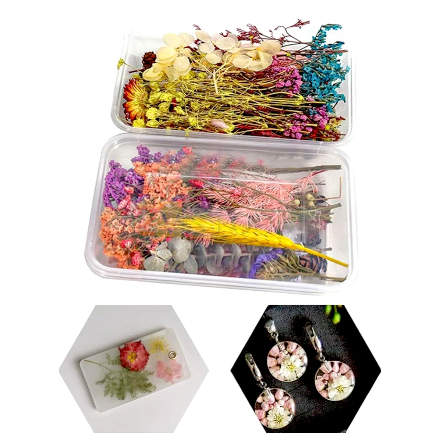 Multicolor 1Box Mixed Real Pressed Natural Dried Flowers Petals, Leaves for Epoxy Resin, Soap Card Making, Home, Arts &amp; Crafts, Floral, Dried Botanical, Project, Party Decor Candle Pendant Accessories