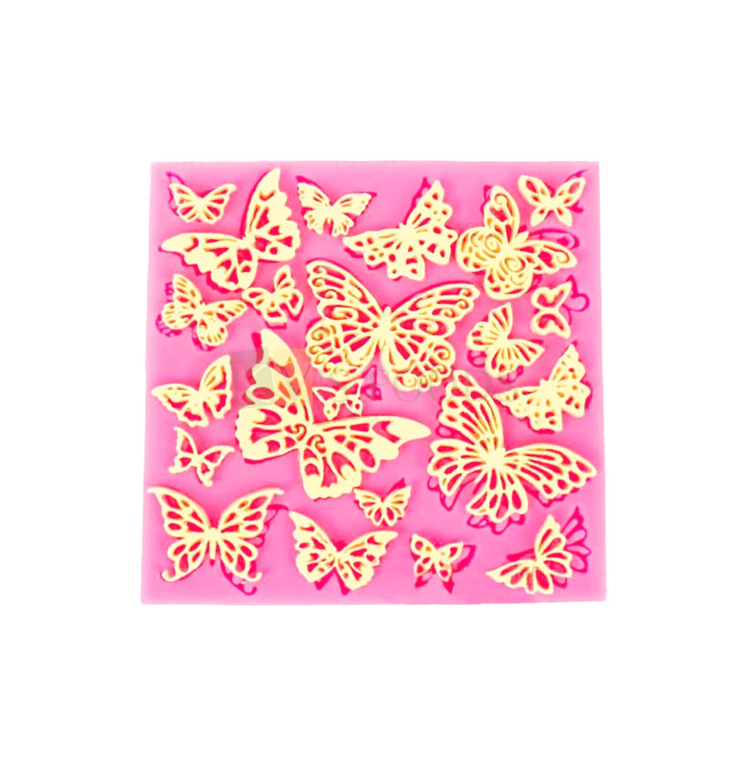 1 PC Pink 22 Cavity Hollow Different Designs Butterfly Shape, Insects Silicon Chocolate Fondant Mould, Girls Birthday Theme Wedding, Anniversary, Baby Shower Cakes Flexible Moulds DIY Cake Decorations