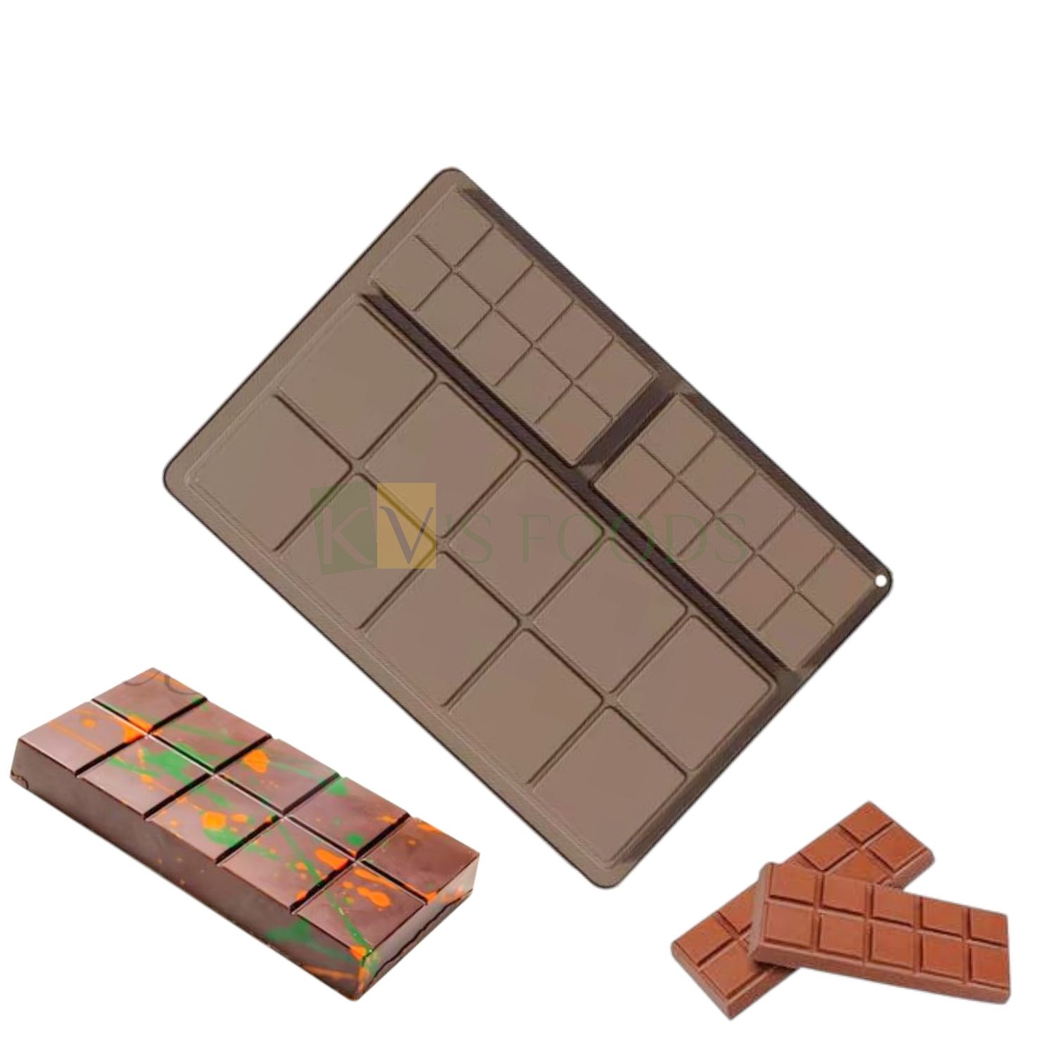 1 PC Rectangle Silicone Big 3 Cavity Chocolate Bar Mould, Double Bar, DIY Thick Pistachio Kunafa Dubai Chocolate Mold, Pan Sweet Candy, Chocolate Making Tool, Stuffed Chocolate Bar Mold Filling Bar