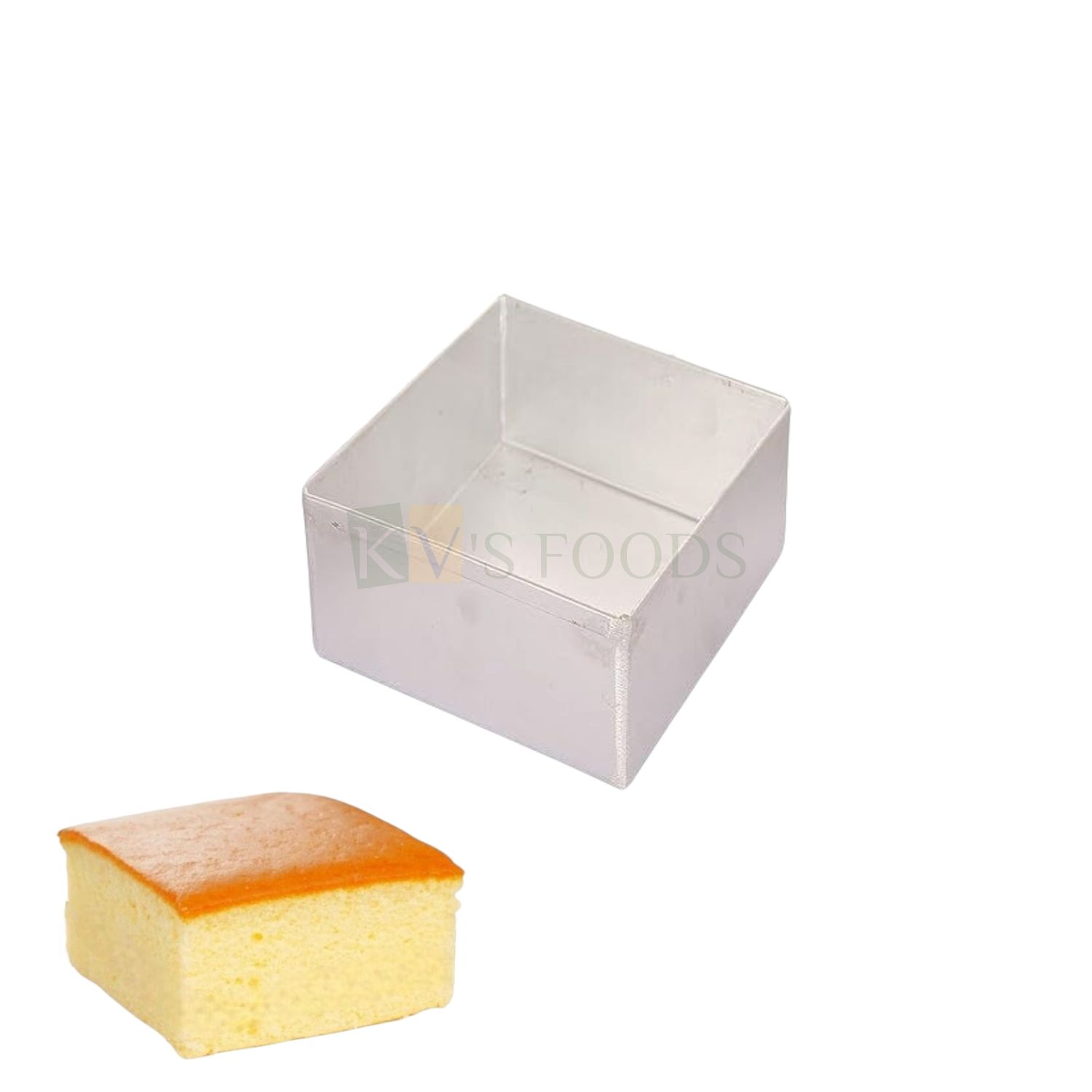 1PC Size 5 x 5 x 2.5 Inch, Capacity ~ 400 Grams Aluminium Baking Pan Silver Square Small Loaf Bread Cake Mould Bakeware Mousse Pudding Cheese Friut Chocolate Cakes Container Mold Tins Tray for Ovens