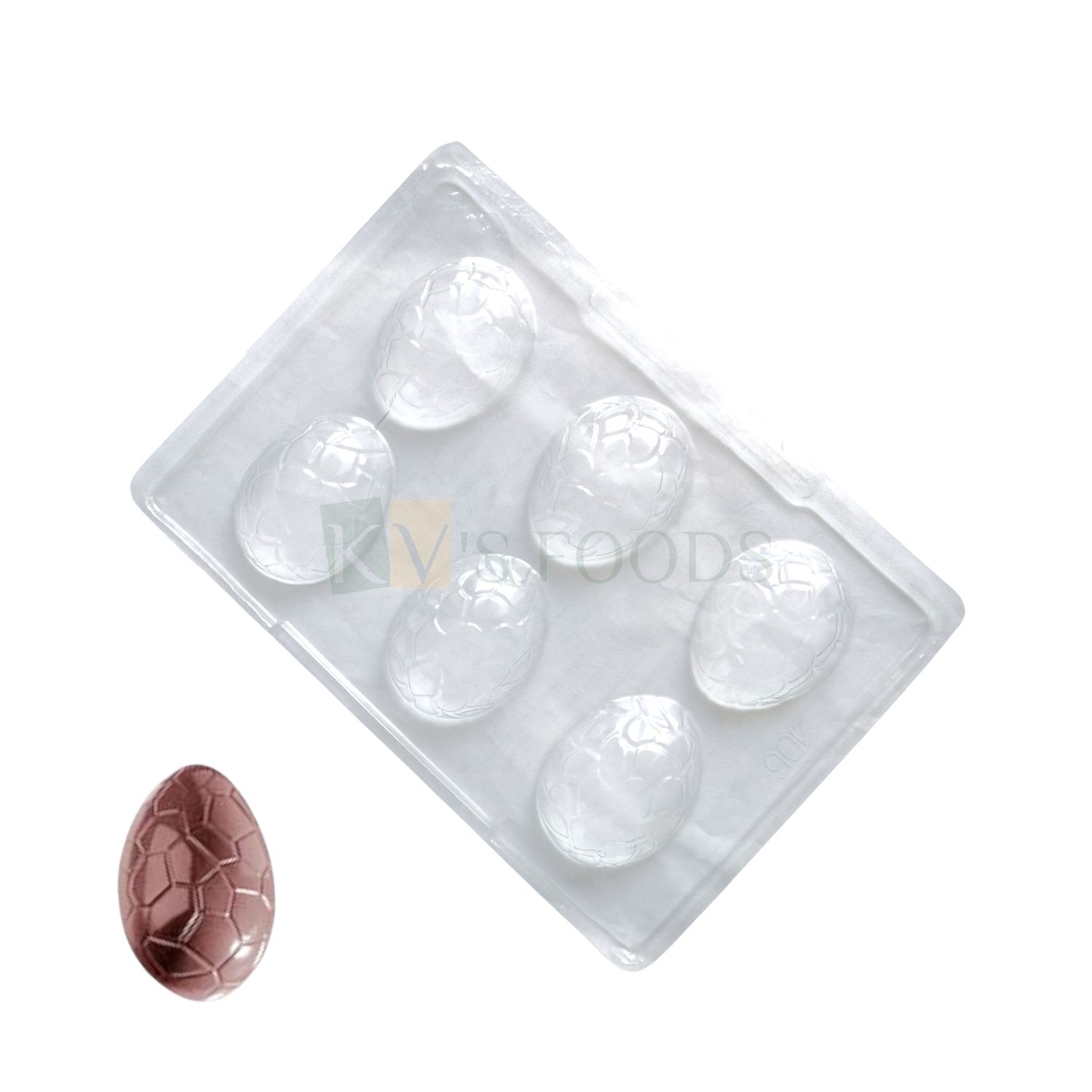 1 PC Size 9.5 x 6.6 Inch, Thickness 0.8 Inch Rectangle 6 Cavity Easter Egg Shape, Pattern Texture Surface PVC Chocolate Mould, Dinosaur Egg, Transparent Candy, Chocolate Molds, Garnishing, Gummy Jelly