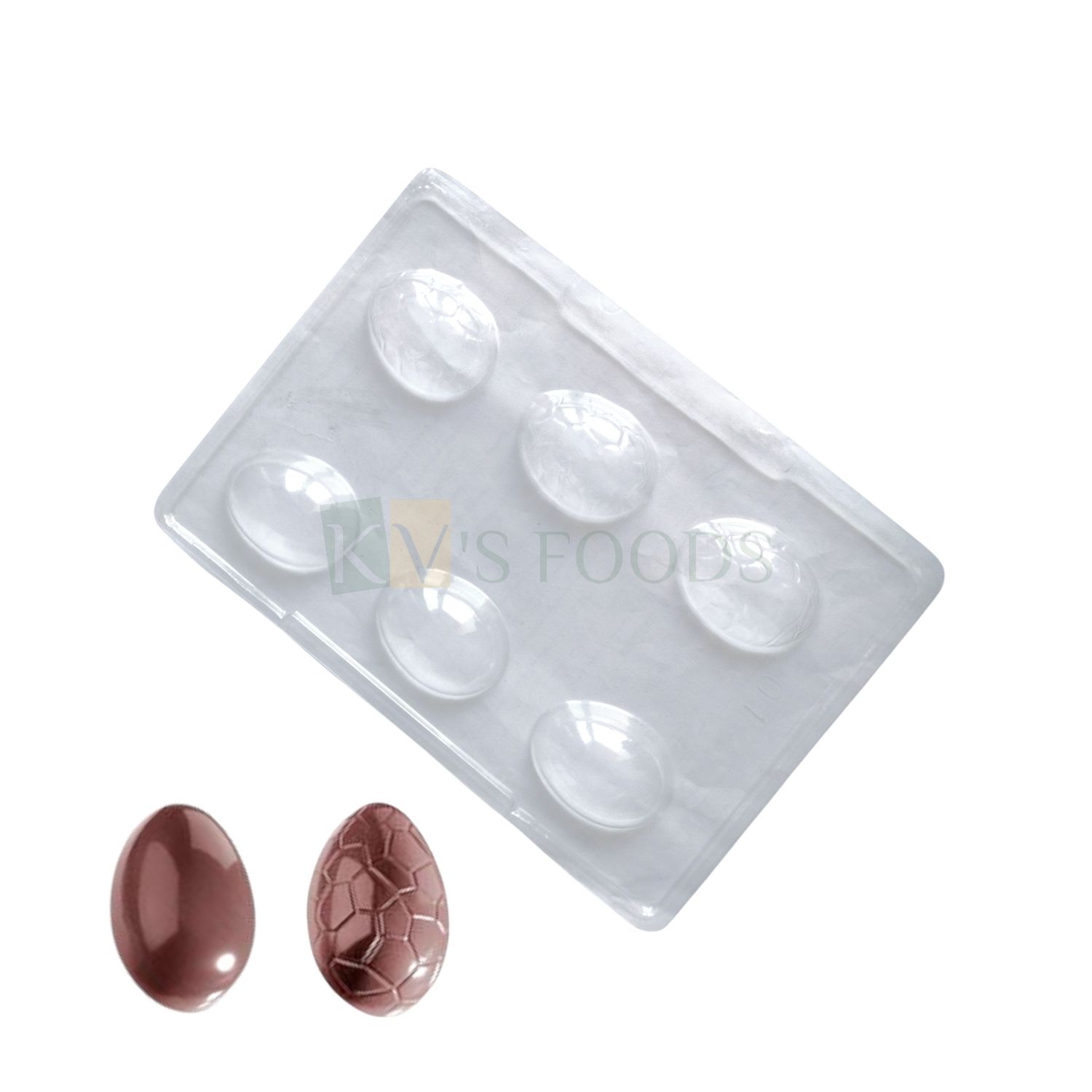 1 PC Size 9.5 x 6.6 Inch, Thickness 0.7 Inch Rectangle 6 Cavity Easter Egg Shape, Plane and Texture Surface PVC Chocolate Mould, Dinosaur Egg, Transparent Candy, Chocolate Molds, Garnishing, Jelly
