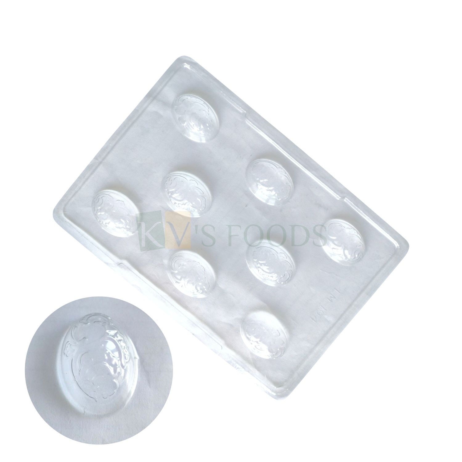 1 PC Size 9.5 x 6.6 Inch, Thickness 0.6 Inch Rectangle 8 Cavity Easter Egg Shape, Pattern Texture Surface PVC Chocolate Mould, Dinosaur Egg, Transparent Candy, Chocolate Molds, Garnishing, Gummy Jelly