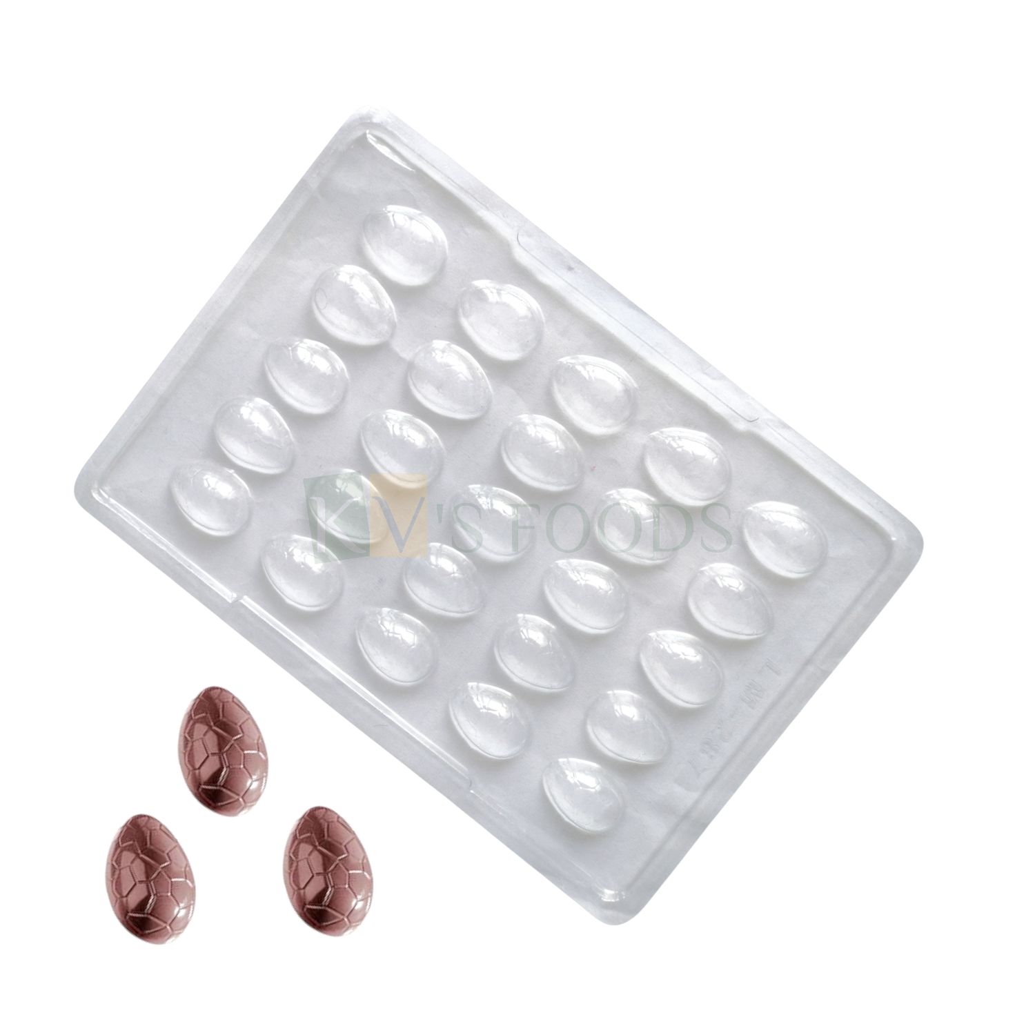 1 PC Size 9.5 x 6.6 Inch, Thickness 0.5 Inch Rectangle 25 Cavity Easter Egg Shape, Pattern Texture Surface PVC Chocolate Mould, Dinosaur Egg, Transparent Candy, Chocolate Molds, Garnishing Gummy Jelly