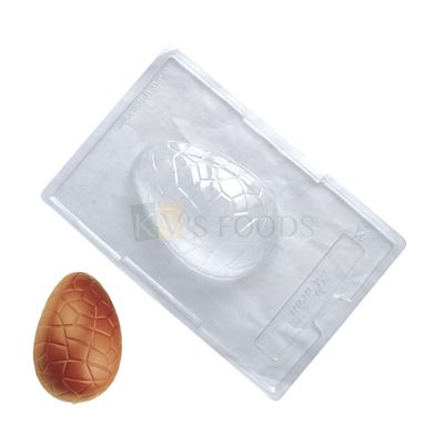 1 PC Size 10.2 x 6.8 Inch, Thickness 1.9 Inch Rectangle 1 Cavity Medium Pinata Easter Egg Shape, Pattern Texture Surface PVC Chocolate Mould, Dinosaur Egg, Transparent, Fillable Chocolate Molds Gifts