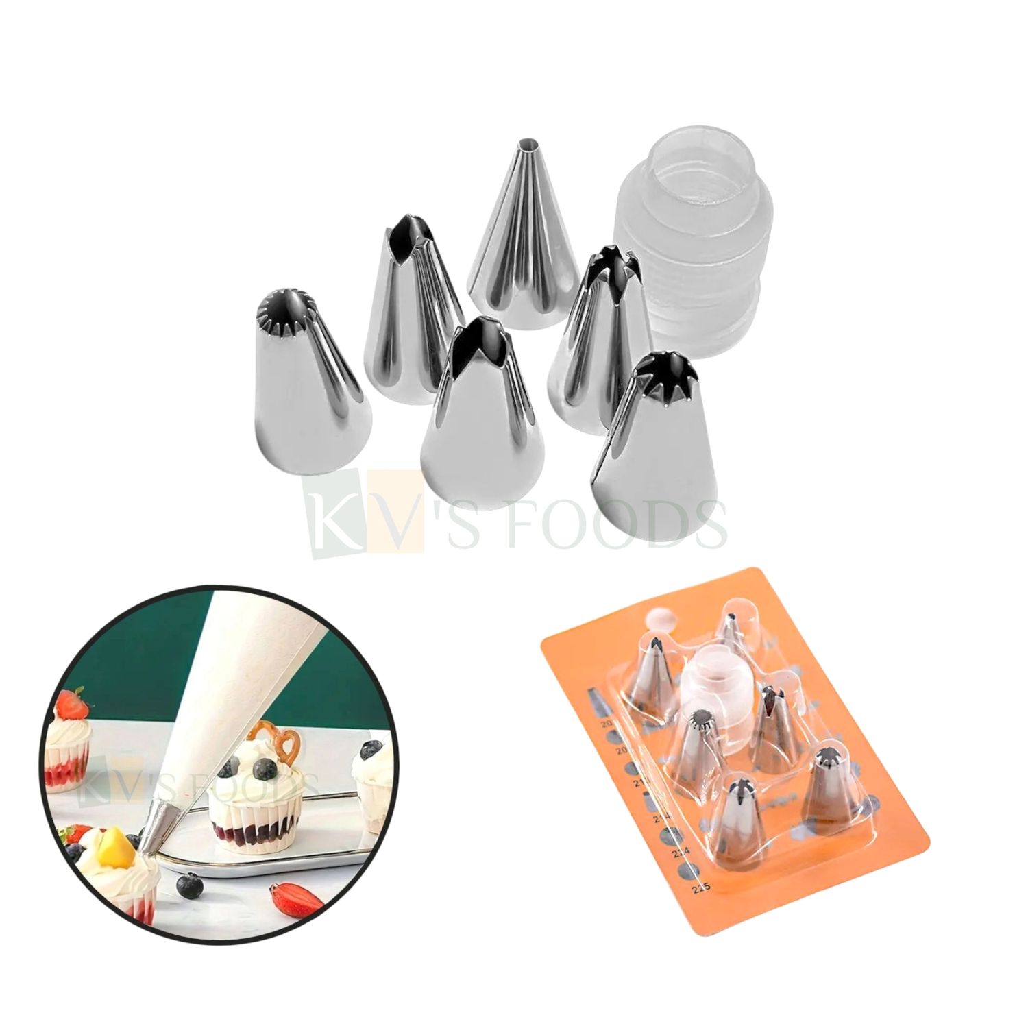 7PCS Stainless Steel Small Nozzle and Coupler Set Flower Piping Tips, Different Designs Nozzles, Baking Tool DIY Cream Nozzles, Frosting, Whipping, Butter Cream, Cupcakes, DIY Cake Decorating Tools
