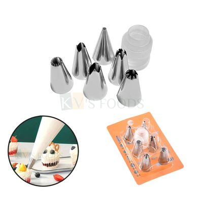 7PCS Stainless Steel Small Nozzle and Coupler Set Flower Piping Tips, Different Designs Nozzles, Baking Tool DIY Cream Nozzles, Frosting, Whipping, Butter Cream, Cupcakes, DIY Cake Decorating Tools