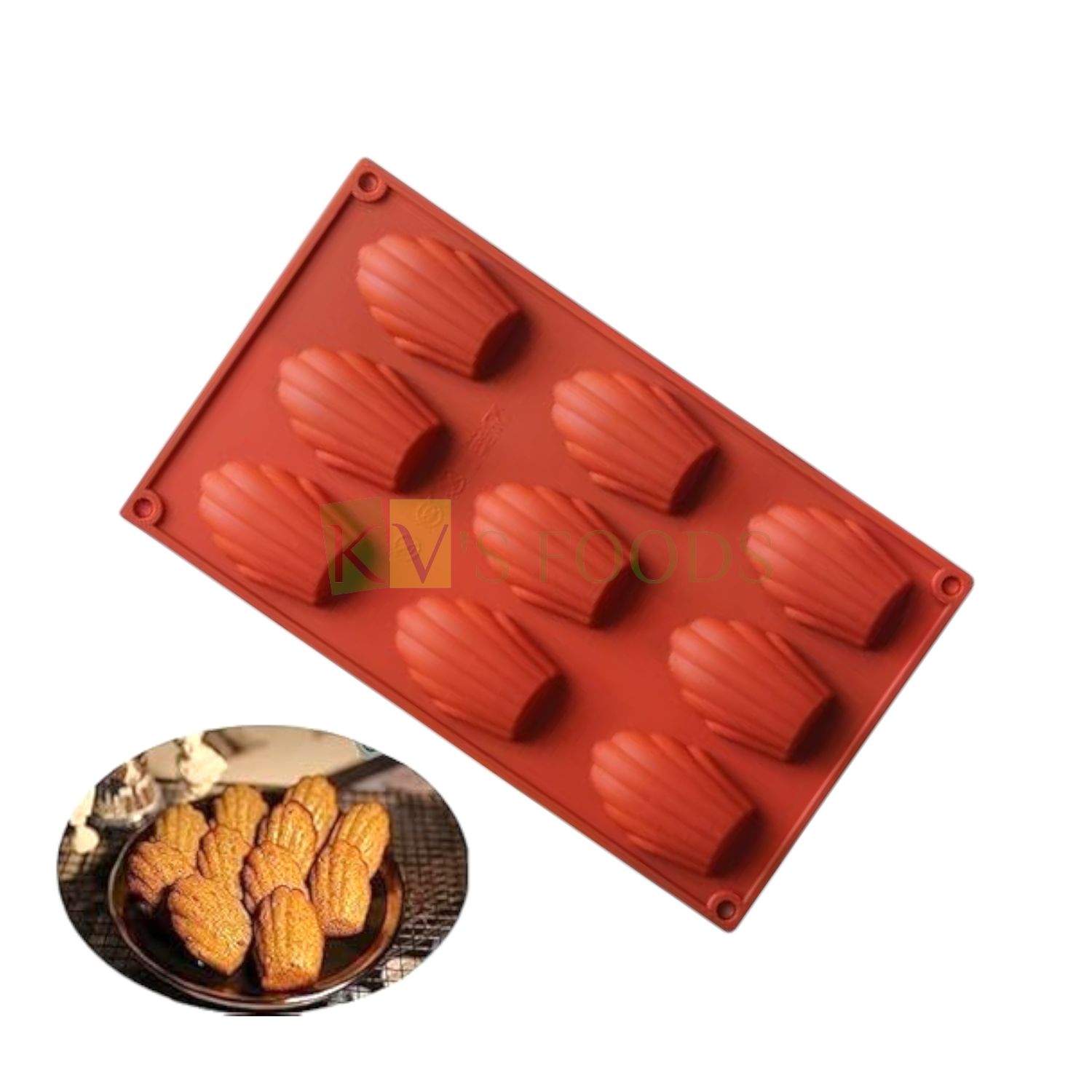 9 Cavity Silicone Shell Shape Madeleine Baking Mould, Mini Brownie Dessert Bakeware, Cornbread, Muffin, Chocolates, Non-stick Mold Multi Purpose, Handmade Soap, Jelly Sweets, Pudding DIY Cake Decor