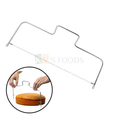 1 PC Stainless Steel Wire Adjustable Cake Slicer with Handle, Bread Cutter and Leveller, Divider for Making Cake Slices, Pizza Dough Leveller, Bakery, Cake Store, Homes, Kitchen, Accessories, Tools