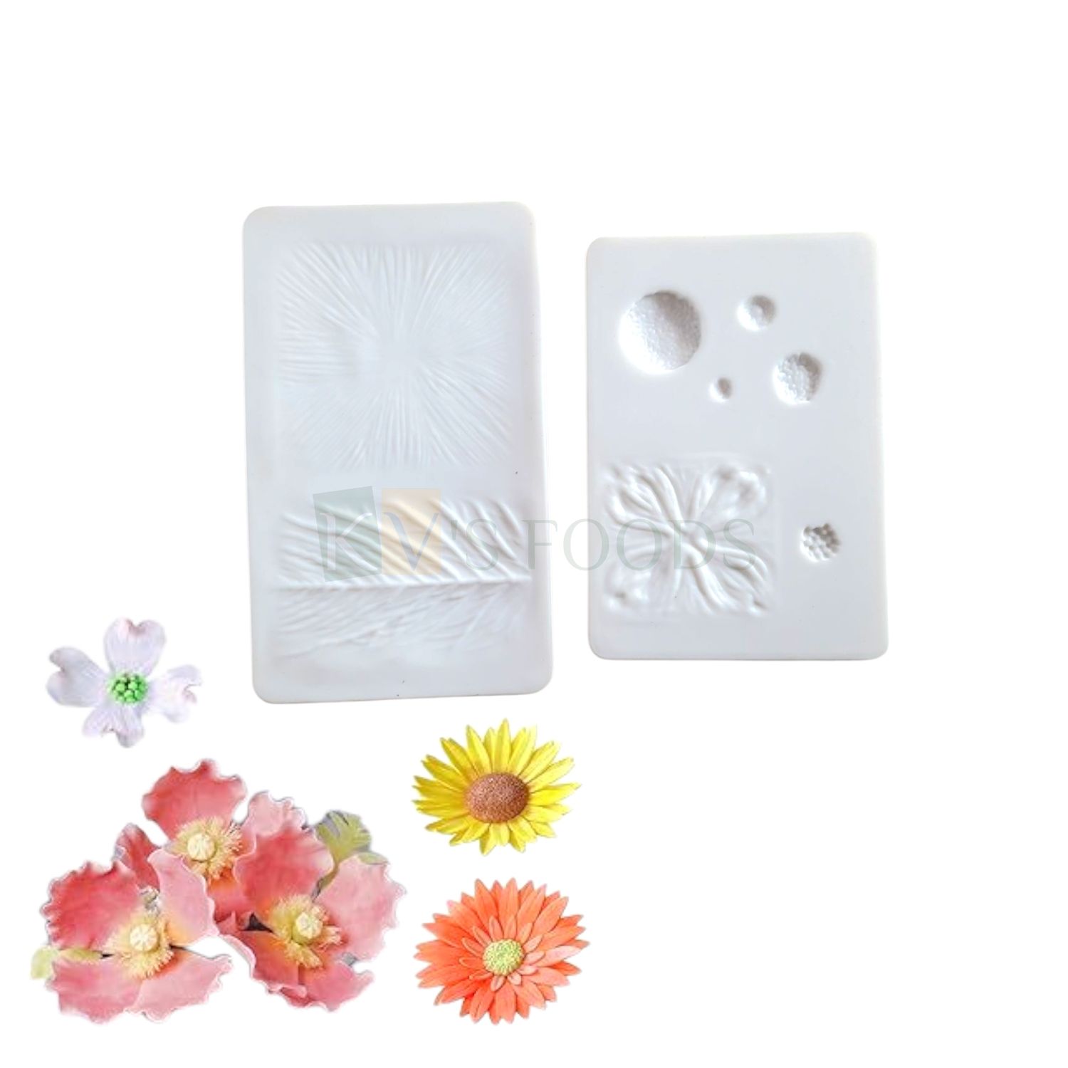 1 PC Silicone Fondant Flower Moulds, Veiner, Different Stamens Designs for Flower Centre part, Leaves Petals Veins, Flexible Molds, Birthday, Wedding, Engagement DIY Cake Decorations
