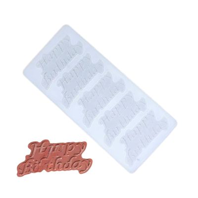 5 Cavity Silicon Happy Birthday Letters Chocolate Mould, Sugar-craft, Desserts Inserts, Ice Cream Garnishing, Cake Topper, Jelly Candy, Fondant, Side Decor DIY Cakes, Cupcakes Food Decorations Molds