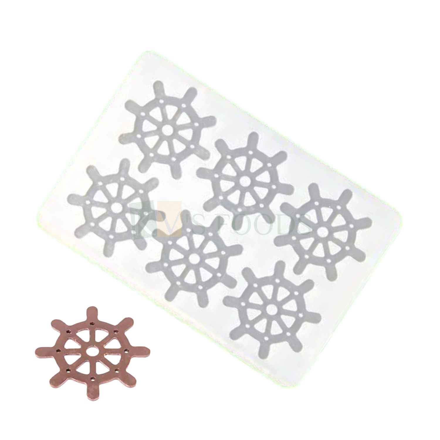 6 Cavity Silicon Round Steering Wheel Shape Chocolate Mould, Sugar-craft, Desserts Inserts, Ice Cream Garnishing, Cake Topper, Jelly Candy, Fondant, Side Decor DIY Cakes, Cupcakes Decorations Molds