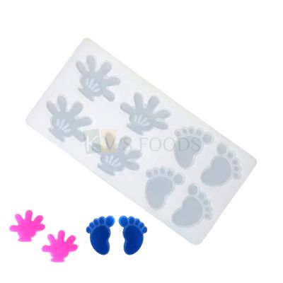 8 Cavity Silicon Baby Feets, Gloves Shapes Chocolate Mould, Sugar-craft, Desserts Inserts, Ice Cream Garnishing, Cake Topper, Jelly Candy, Fondant, Side Decor DIY Cakes, Cupcakes Food Decorations
