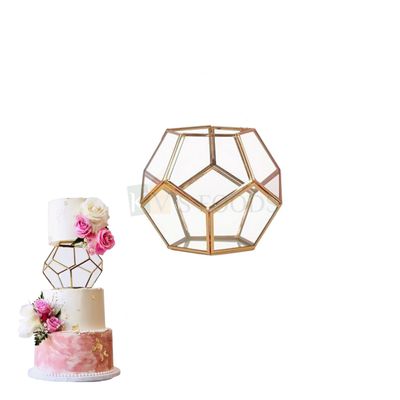 1 PC Size 5.9 x 5.9 x 5.5 Inch Clear Glass Fillable Transparent Hexagon Football Shape Cake Spacer, Cake Seperator, Cake Riser, Tiered/Layered Cakes, Display Floating Pedestal Stands Cake Decorations
