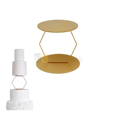 1 PC Golden Height ~6.5 Inch Hexagon Shape Iron Metallic Cake Spacer, Dessert, Cupcake Stand Cake Seperator, Cake Riser Server For Birthday Tier Heavy Cake Centerpiece Pedestal Floating Stand Decor