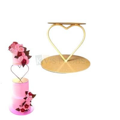 1 PC Golden Height ~6.5 Inch Heart Shape Iron Metallic Cake Spacer, Dessert, Cupcake Stand Cake Seperator, Cake Riser Server For Birthday Tier Heavy Cake Centerpiece Pedestal Floating Stand Decoration