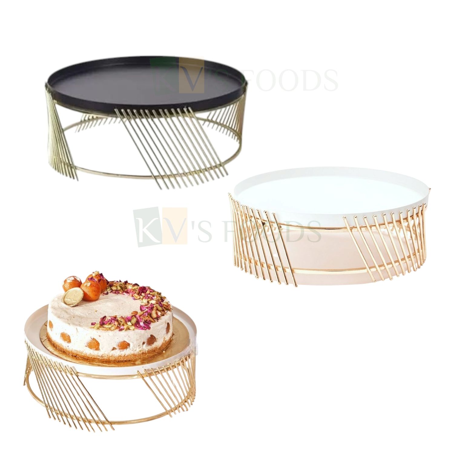 1 PC Black/White Top Diameter 10 Inch Iron Metallic Big Heavy Cake Stand, Round, Server For Birthday, Wedding, Anniversary, Dessert Display, Centerpiece, Tableware, Metal Stand, Cake Decorations