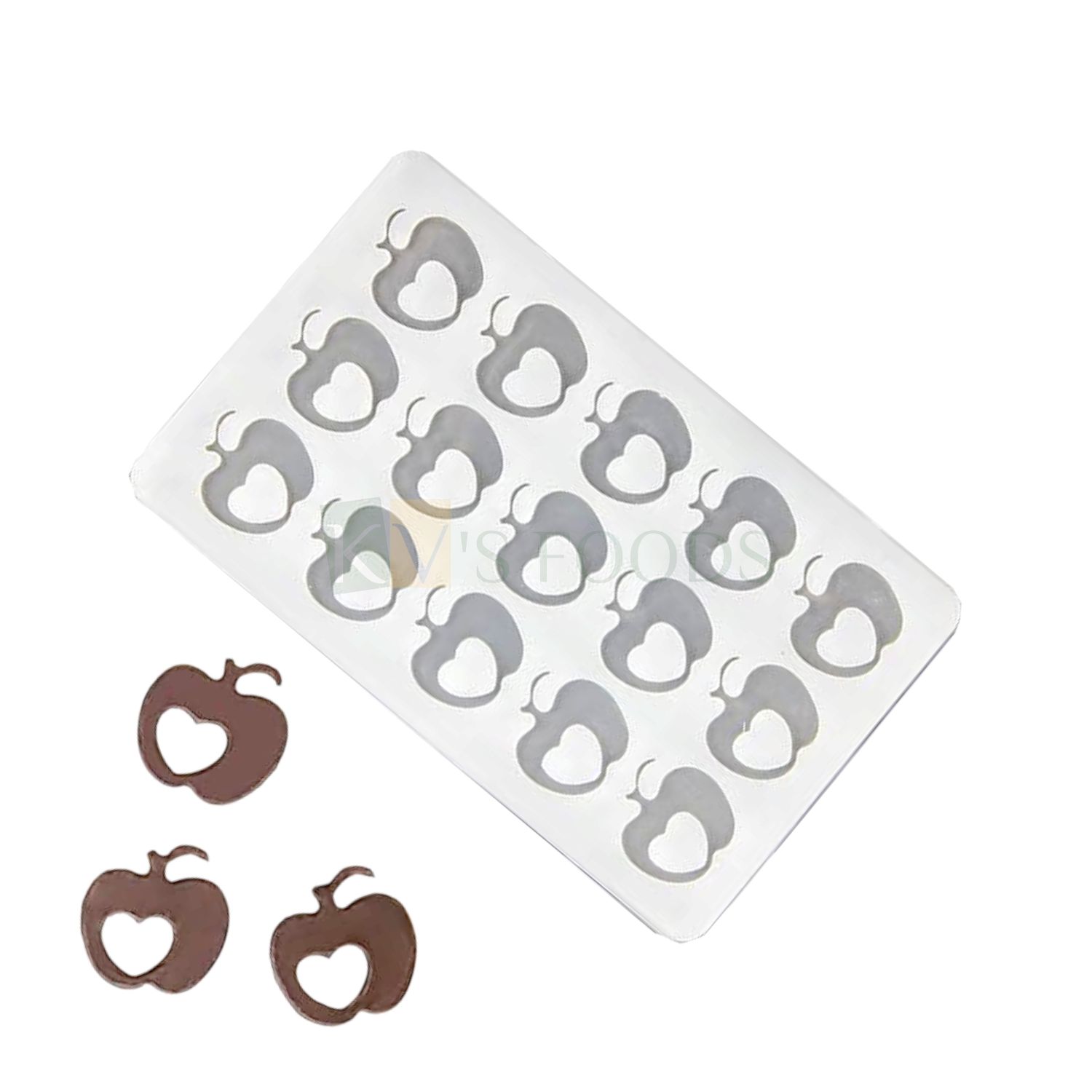 15 Cavity Silicon Apple Heart Shape Chocolate Mould, Sugar-craft, Desserts Inserts, Ice Cream Garnishing, Cake Topper, Jelly Candy, Fondant, Side Decor Mold DIY Love, Valentine Cakes, Food Decorations