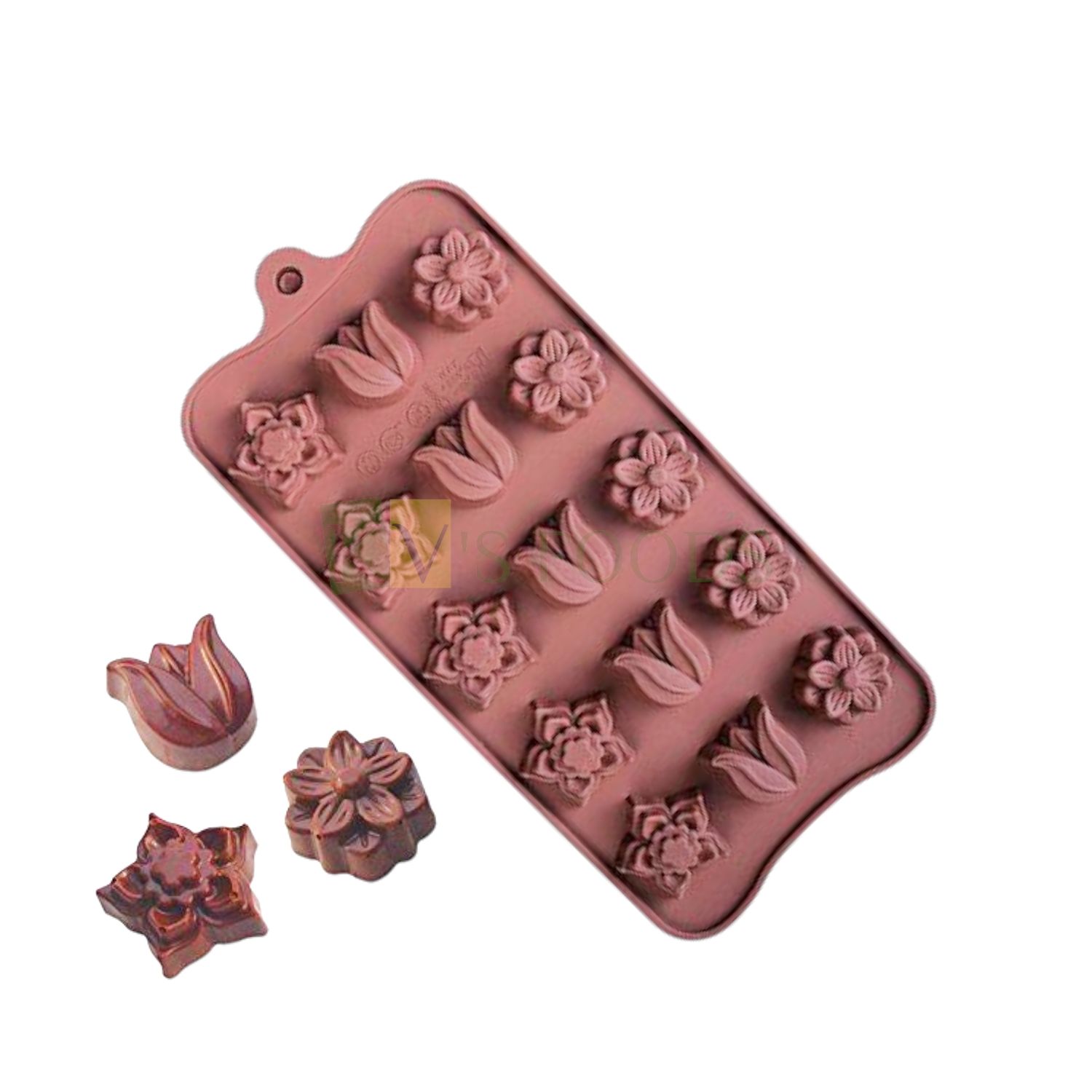 15 Cavity Tulip, 3 Different Flowers Petals Shape Design Silicon Chocolate Mould, Sugar Craft, Cake Decoration, Pudding, Dessert, Jelly, Gummy, Garnishing, Candy Pralines, Fondant, Baking DIY Decor