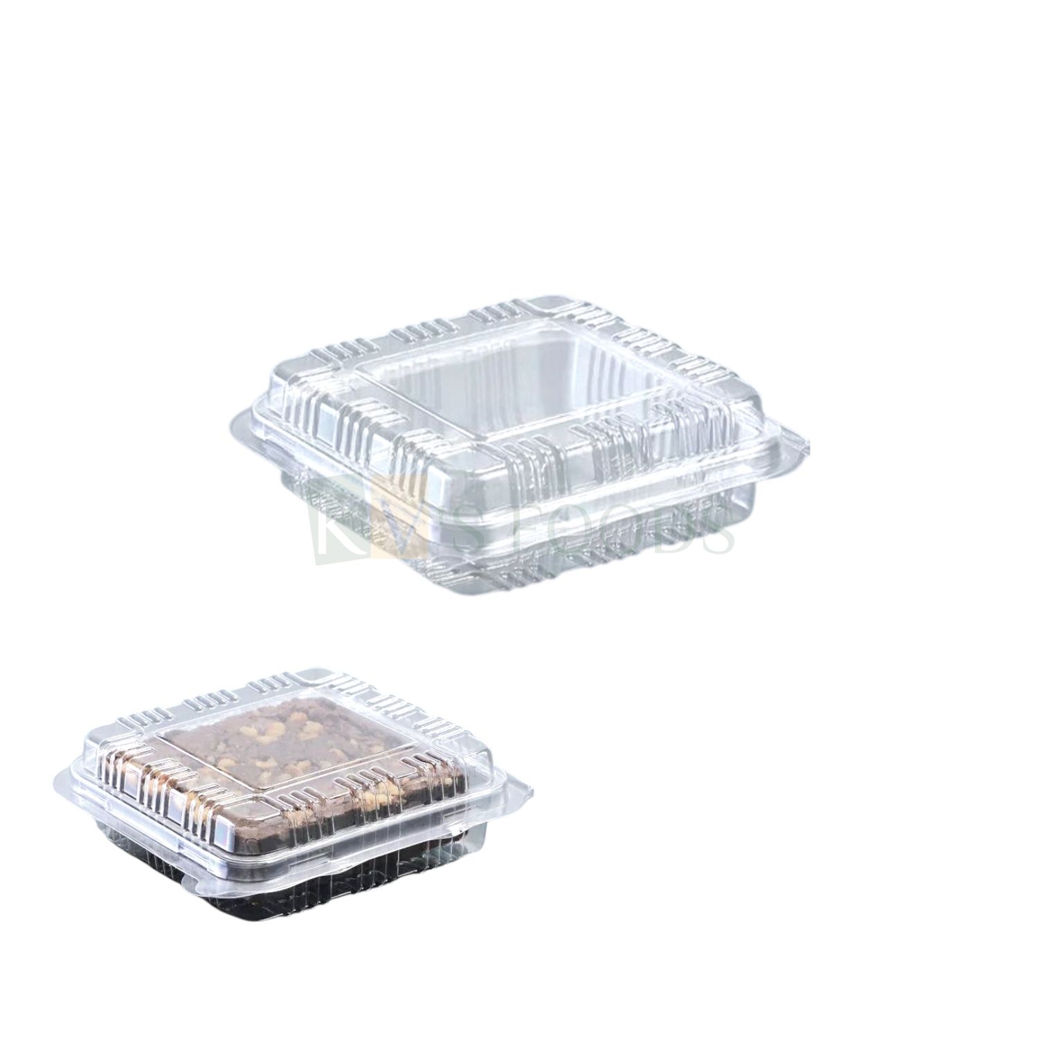 10 PCS (P-Oracle 1415) Size 3.1 x 3.1 Inch Height 1.2 Inch Square Hinged 1 Brownie Packaging Container with Square Dome Lid, Bakery Items Accessories, Transparent Pastry Food Show Bowl, Clamshell Box