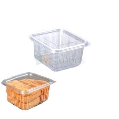 10 PCS (P-Oracle 500) Size 3.7 x 3.2 Inch Height 2.5 Inch Capacity ~500 ML Rectangle Hinged Brownie Cookie Packaging Container with Flat Lid Bakery Transparent Deep Pastry Food Show Bowl Clamshell Box